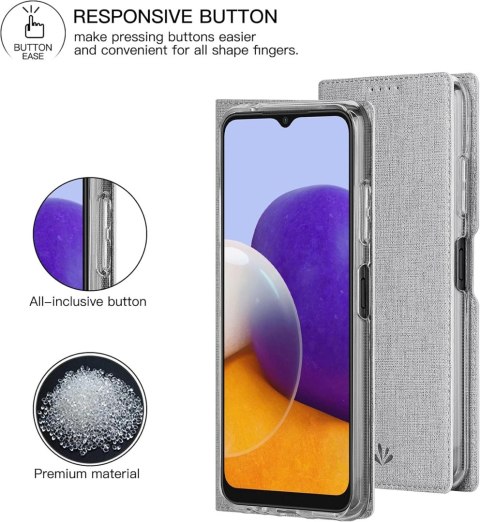 ETUI DO SAMSUNG GALAXY A22 4G CASE ZAMYKANY Z KLAPKĄ SZARY POKROWIEC