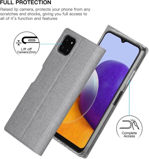 ETUI DO SAMSUNG GALAXY A22 4G CASE ZAMYKANY Z KLAPKĄ SZARY POKROWIEC