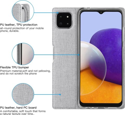 ETUI DO SAMSUNG GALAXY A22 4G CASE ZAMYKANY Z KLAPKĄ SZARY POKROWIEC