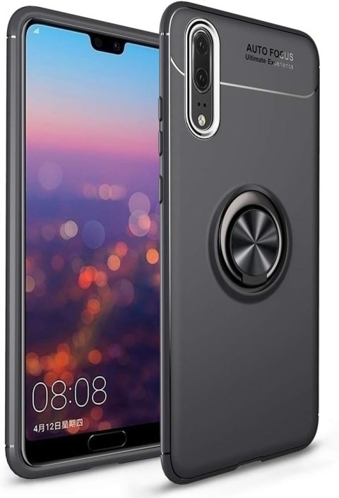 ETUI HUAWEI P20 PRO CASE SILIKONOWY WYTRZYMAŁY CZARNY MATOWY +RING