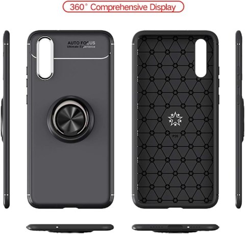 ETUI HUAWEI P20 PRO CASE SILIKONOWY WYTRZYMAŁY CZARNY MATOWY +RING