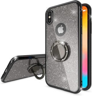 ETUI POKROWIEC APPLE IPHONE X/XS CASE SILIKONOWE CZARNE BŁYSZCZĄCE PLECKI