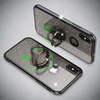 ETUI POKROWIEC APPLE IPHONE X/XS CASE SILIKONOWE CZARNE BŁYSZCZĄCE PLECKI