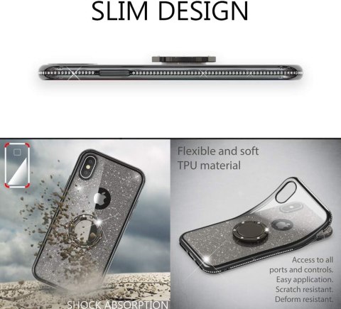 ETUI POKROWIEC APPLE IPHONE X/XS CASE SILIKONOWE CZARNE BŁYSZCZĄCE PLECKI