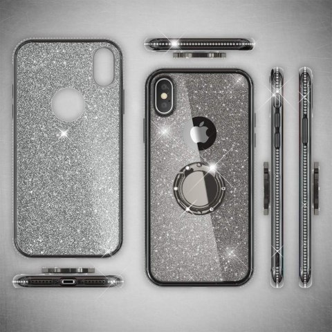 ETUI POKROWIEC APPLE IPHONE X/XS CASE SILIKONOWE CZARNE BŁYSZCZĄCE PLECKI