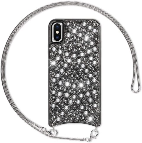 ETUI POKROWIEC DO APPLE IPHONE X CASE BIAŁE BŁYSZCZĄCE DIAMENTOWE PLECKI 3D