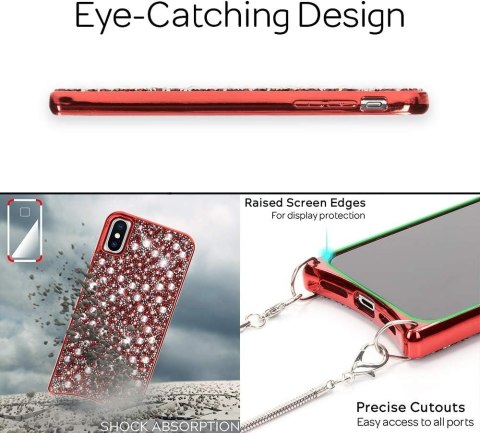 ETUI POKROWIEC DO APPLE IPHONE X CASE BIAŁE BŁYSZCZĄCE DIAMENTOWE PLECKI 3D