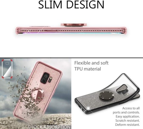 ETUI POKROWIEC DO SAMSUNG GALAXY S9+ RÓŻOWY BROKAT CASE PLECKI SMG9650