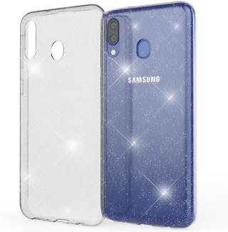 ETUI POKROWIEC SAMSUNG GALAXY M20 SILIKONOWE BŁYSZCZĄCE BEZBARWNE PLECKI