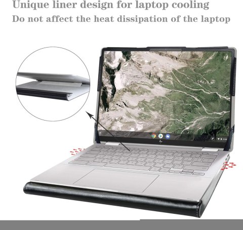 ETUI POKROWIEC Z KLAPKĄ HP CHROMEBOOK X360 12b 12" CASE CZARNY EKOSKÓRA