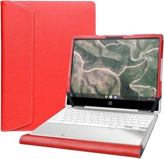 ETUI POKROWIEC Z KLAPKĄ HP CHROMEBOOK X360 12b 12" CASE CZERWONY EKOSKÓRA