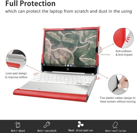 ETUI POKROWIEC Z KLAPKĄ HP CHROMEBOOK X360 12b 12" CASE CZERWONY EKOSKÓRA