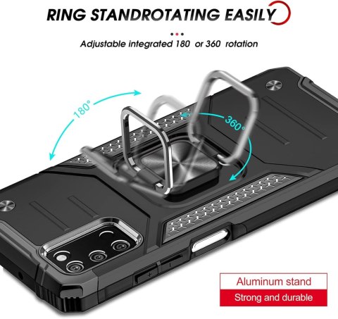 ETUI SAMSUNG GALAXY A03S CASE CZARNY PANCERNY PIERŚCIEŃ +2X SZKŁO HARTOWANE