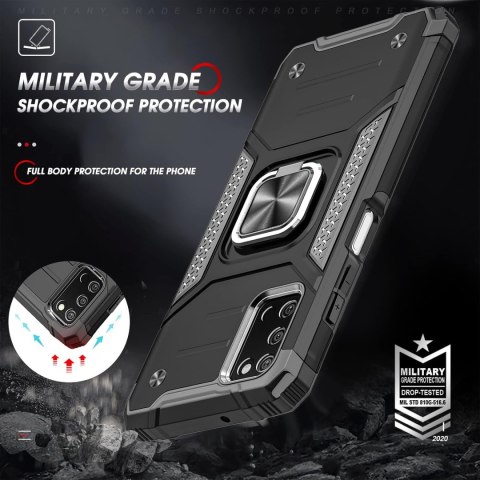 ETUI SAMSUNG GALAXY A03S CASE CZARNY PANCERNY PIERŚCIEŃ +2X SZKŁO HARTOWANE