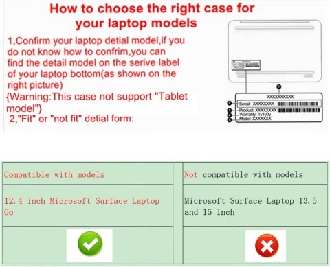 ETUI Z KLAPKĄ LAPTOP MICROSOFT SURFACE LAPTOP GO 3 12.4" GWIAŹDZISTA NOC