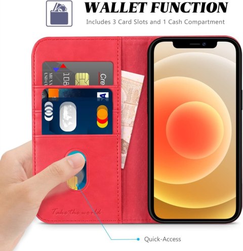 ZAMYKANE ETUI DO APPLE IPHONE 12 MINI CZERWONE RKO SKÓRA A2176