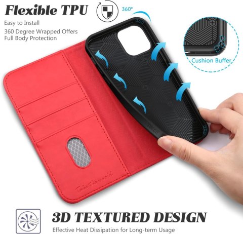 ZAMYKANE ETUI DO APPLE IPHONE 12 MINI CZERWONE RKO SKÓRA A2176