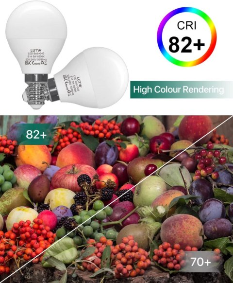 6x ŻARÓWKA LED E14 G45 5W CHŁODNA BIEL 6500K 450lm