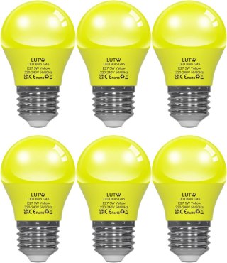 6x ŻARÓWKA LED E27 G45 5W ŻÓŁTA 450lm