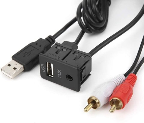 ADAPTER PRZEWÓD AUX USB JACK 3,5 mm STEREO ŻEŃSKI na 2 MĘSKIE RCA 1M