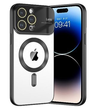 ETUI APPLE IPHONE 11 PRO MAX SILIKONOWE PRZEZROCZYSTE CZARNE PLECKI MAGSAFE