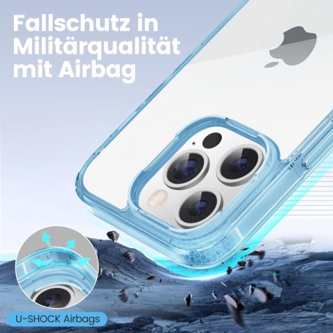 ETUI APPLE IPHONE 14 PRO 6.1" SILIKON NIEBIESKA RAMKA PRZEZROCZYSTE PLECKI