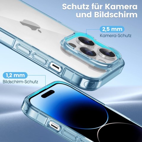 ETUI APPLE IPHONE 14 PRO 6.1" SILIKON NIEBIESKA RAMKA PRZEZROCZYSTE PLECKI