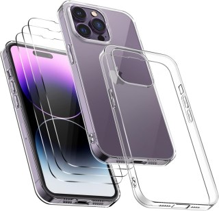 ETUI APPLE IPHONE 14 PRO MAX PRZEZROCZYSTE PLECKI + 3X SZKŁO HARTOWANE