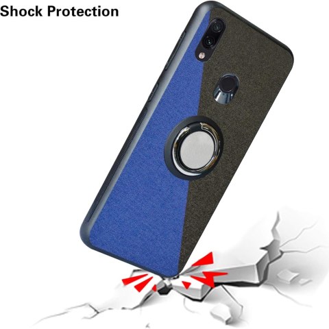 ETUI XIAOMI REDMI NOTE 7 SILIKONOWE NIEBIESKIE CZARNE + RING 482321