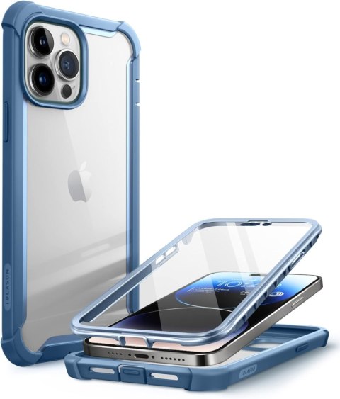 ETUI IPHONE 14 PRO MAX SOLIDNE PLECKI NIEBIESKA RAMKA CASE BUMPER PRZÓD TYŁ