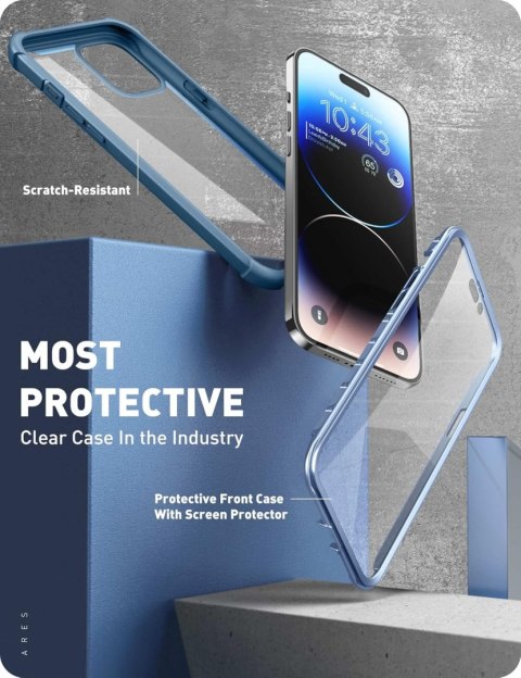 ETUI IPHONE 14 PRO MAX SOLIDNE PLECKI NIEBIESKA RAMKA CASE BUMPER PRZÓD TYŁ