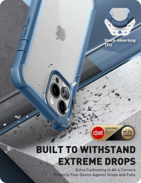 ETUI IPHONE 14 PRO MAX SOLIDNE PLECKI NIEBIESKA RAMKA CASE BUMPER PRZÓD TYŁ