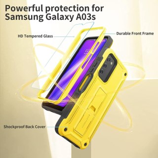 ETUI POKROWIEC SAMSUNG GALAXY A03S 5G CASE ŻÓŁTE SOLIDNE PLECKI Z PODSTAWKĄ