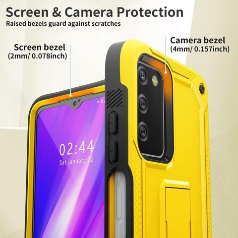 ETUI POKROWIEC SAMSUNG GALAXY A03S 5G CASE ŻÓŁTE SOLIDNE PLECKI Z PODSTAWKĄ