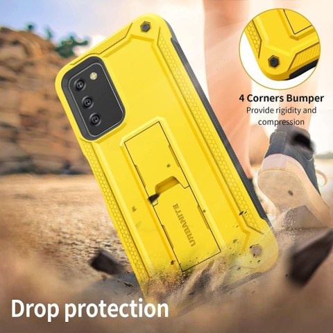 ETUI POKROWIEC SAMSUNG GALAXY A03S 5G CASE ŻÓŁTE SOLIDNE PLECKI Z PODSTAWKĄ