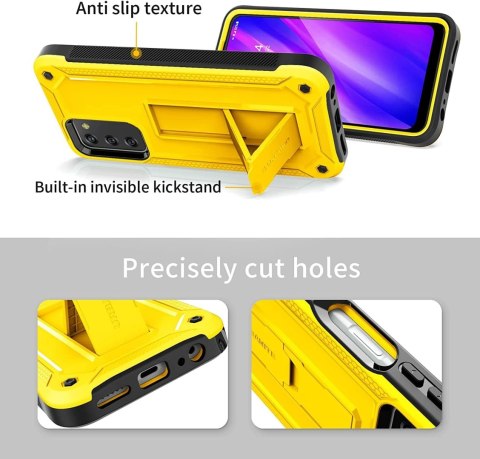 ETUI POKROWIEC SAMSUNG GALAXY A03S 5G CASE ŻÓŁTE SOLIDNE PLECKI Z PODSTAWKĄ