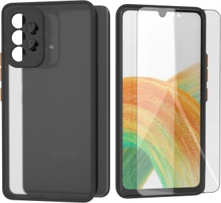 ETUI SAMSUNG GALAXY A33 5G CASE MATOWE PLECKI CZARNE SM-A336E + SZKŁO