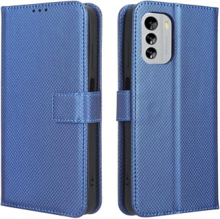 ETUI Z KLAPKĄ NOKIA G60 5G 6.58" CASE NIEBIESKI PIKOWANY Z EKOSKÓRY