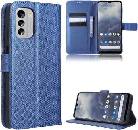 ETUI Z KLAPKĄ NOKIA G60 5G 6.58" CASE NIEBIESKI PIKOWANY Z EKOSKÓRY