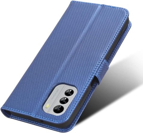 ETUI Z KLAPKĄ NOKIA G60 5G 6.58" CASE NIEBIESKI PIKOWANY Z EKOSKÓRY