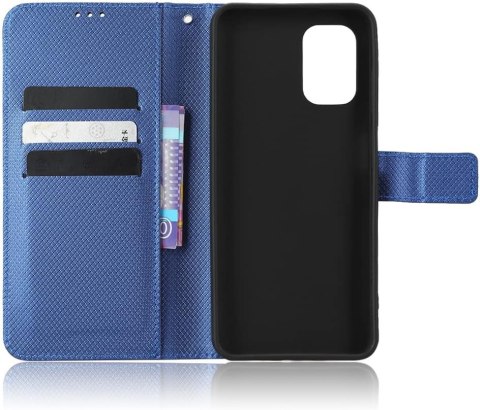 ETUI Z KLAPKĄ NOKIA G60 5G 6.58" CASE NIEBIESKI PIKOWANY Z EKOSKÓRY