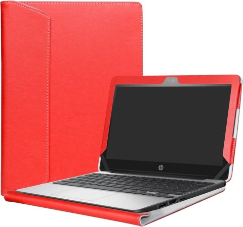 ETUI ZAMYKANE Z KLAPKĄ HP CHROMEBOOK 11.6" CASE CZERWONY Z EKOSKÓRY