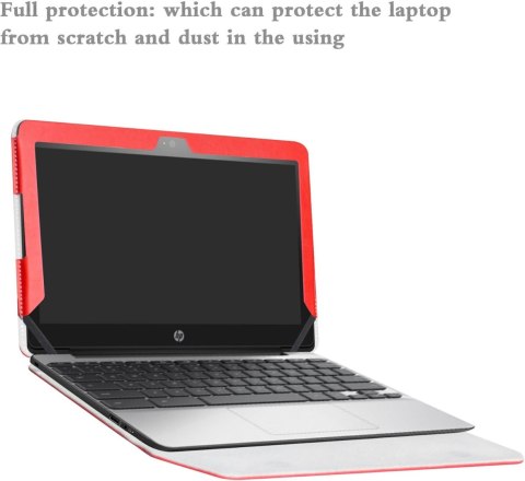 ETUI ZAMYKANE Z KLAPKĄ HP CHROMEBOOK 11.6" CASE CZERWONY Z EKOSKÓRY