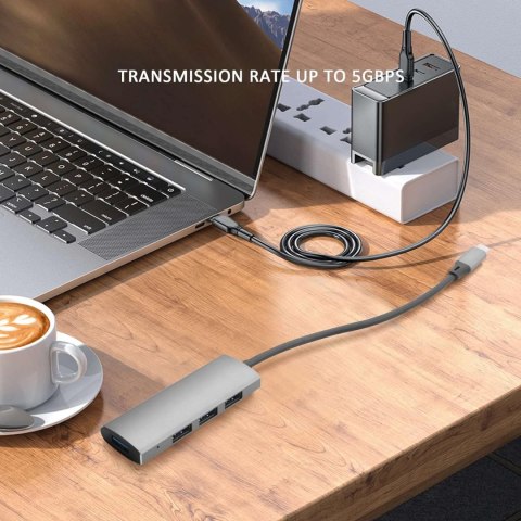 HUB USB-C 4w1 USB-A USB 3.0 + 3X USB 2.0 ADAPTER ROZDZIELACZ KONCENTRATOR