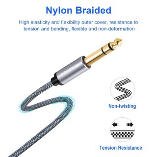 KABEL INSTRUMENTALNY AUDIO TRS JACK 6,35mm na 6,35mm 5M OPLOT NYLONOWY