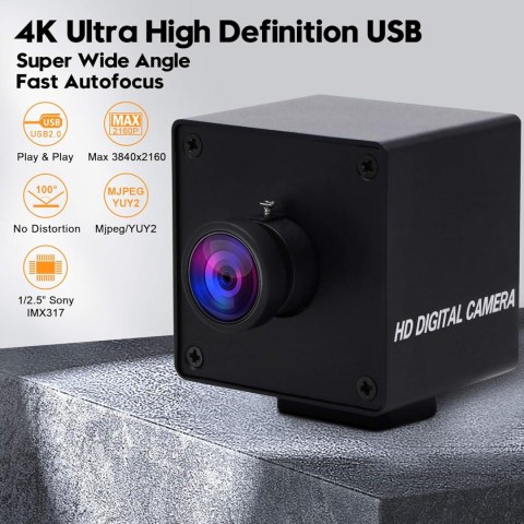 KAMERA INTERNETOWA USB ULTRA HD 4K 30FPS 170° RYBIE OKO CMOS CZARNA