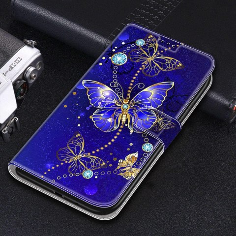 ZAMYKANE ETUI Z KLAPKĄ DO GOOGLE PIXEL 7 GRANATOWY MOTYL GQML3 GVU6C