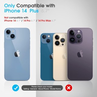 ZESTAW ETUI IPHONE 14 Plus CZARNA RAMKA +3x SZKŁO HARTOWANE OCHRONA APARATU