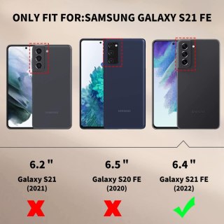 ZESTAW ETUI Z KLAPKĄ SAMSUNG GALAXY S21 FE 5G CZARNE EKOSKÓRA +2x SZKŁO