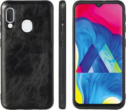 1X SZKŁO HARTOWANE ETUI SAMSUNG GALAXY A20E SKÓRZANA CZARNA OBUDOWA MOCNA